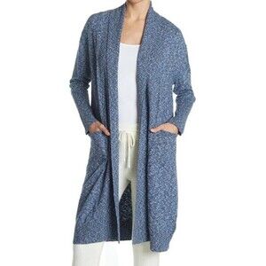 Naadam women's Cashmere & Cotton Cardigan Shawl Collar Long inNavy Combo Size S